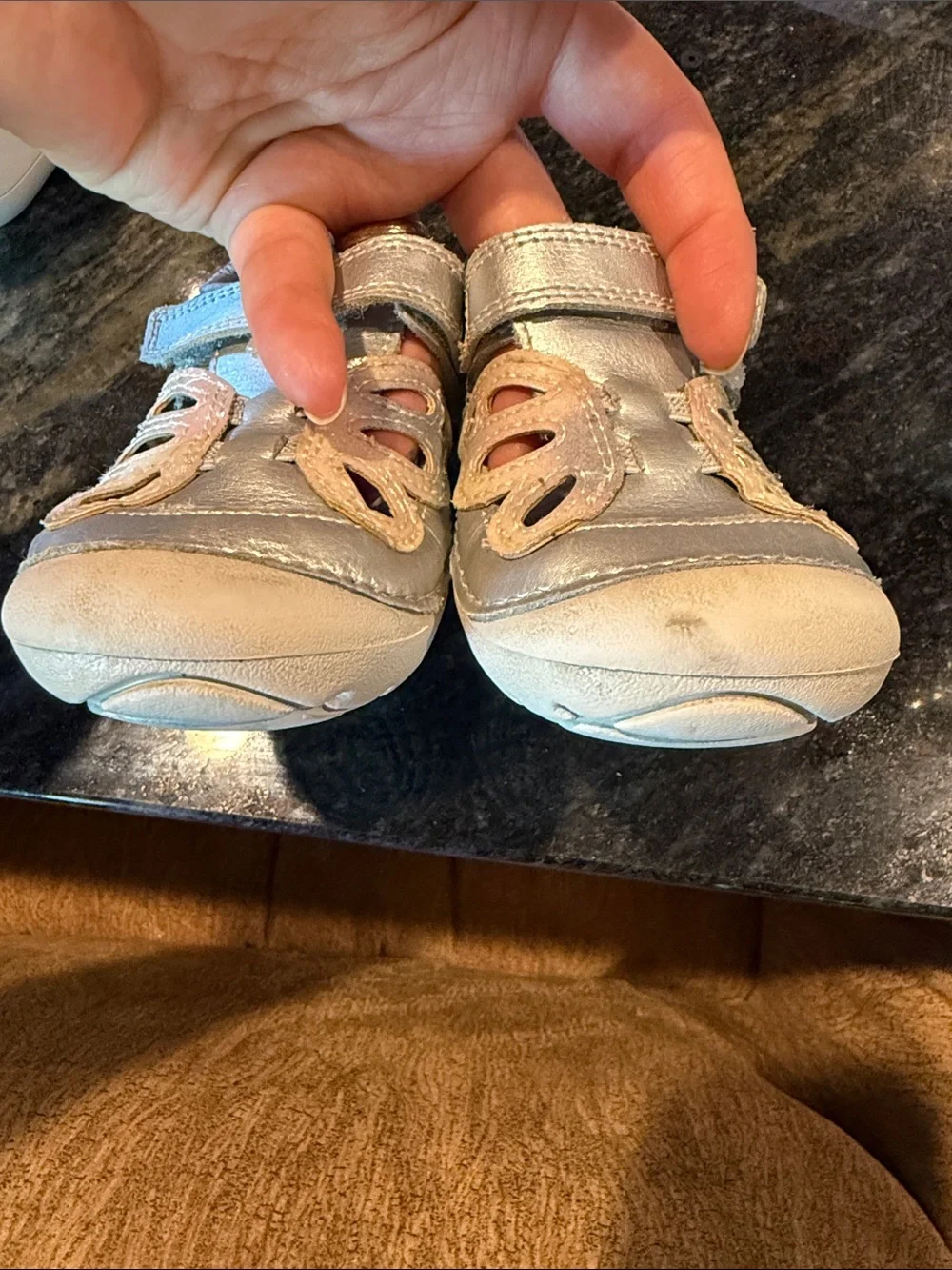 Baby/Toddler Metallic Silver Butterfly Sandals - Stride Rite size 5.5